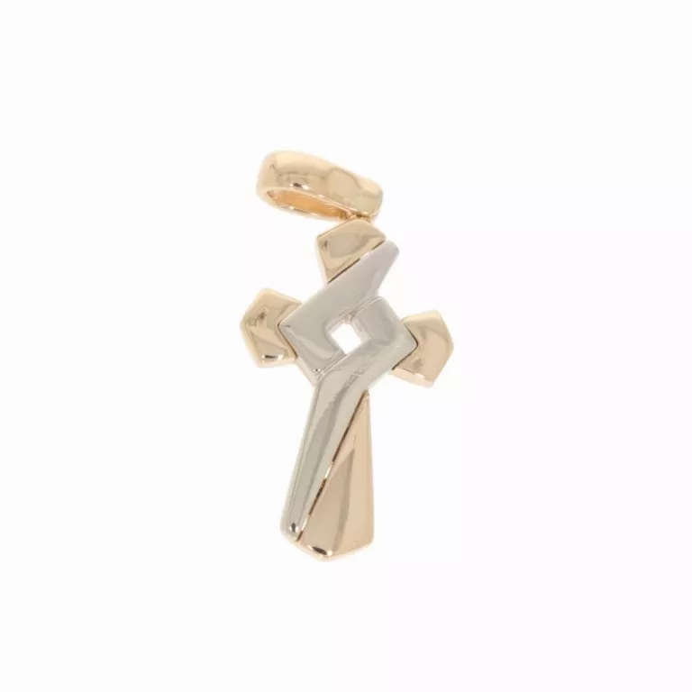 4.3. Cruciulita din aur pentru barbati (cruce din aur galben si alb)