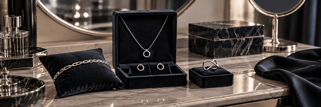 set elegant de bijuterii din aur alb