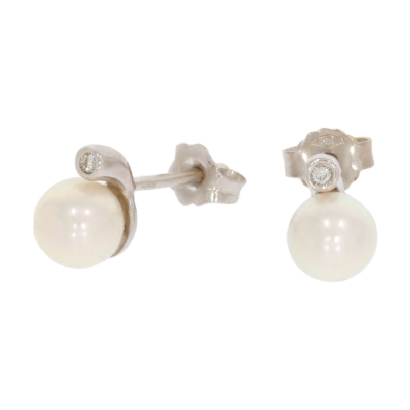 Cercei, Aur Alb, 18 k, 2.64 gr, cu Diamante, Cod Produs: 299175 - Tezaurshop.ro