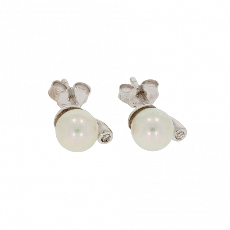 Cercei, Aur Alb, 18 k, 2.64 gr, cu Diamante, Cod Produs: 299175 - 2