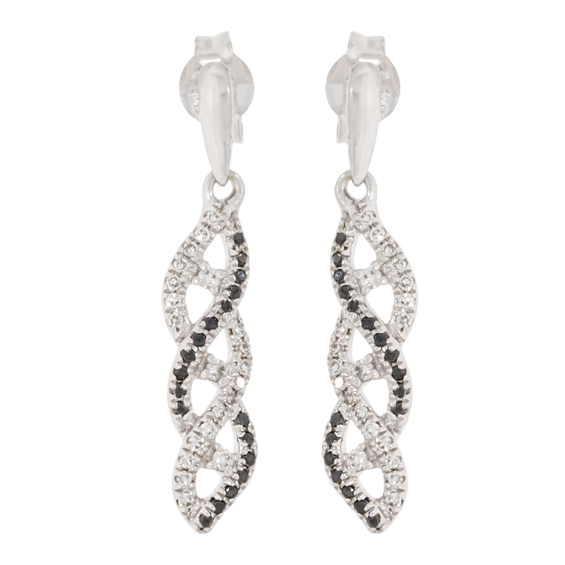 Cercei, Aur Alb, 14 k, 1.6 gr, cu Diamante, Cod Produs: 412623 - Tezaurshop.ro