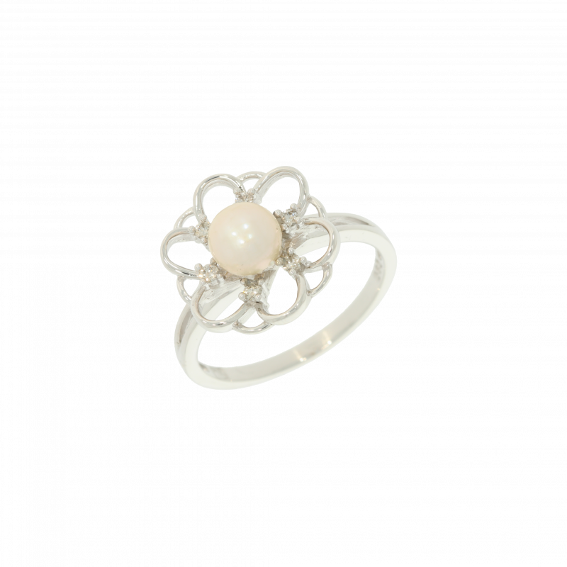 Inel Dama, Aur Alb, 14 k, 3.22 gr, cu Diamante, Cod Produs: 438456 - Tezaurshop.ro