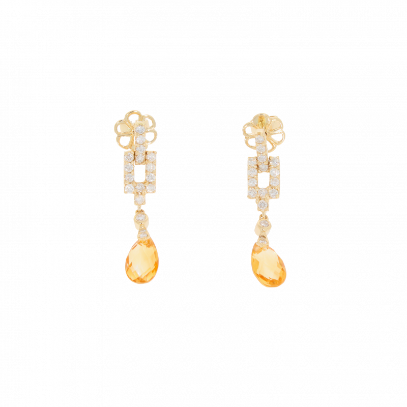 Cercei, Aur Galben, 14 k, 4.52 gr, cu Diamante, Cod Produs: 457998 - Tezaurshop.ro