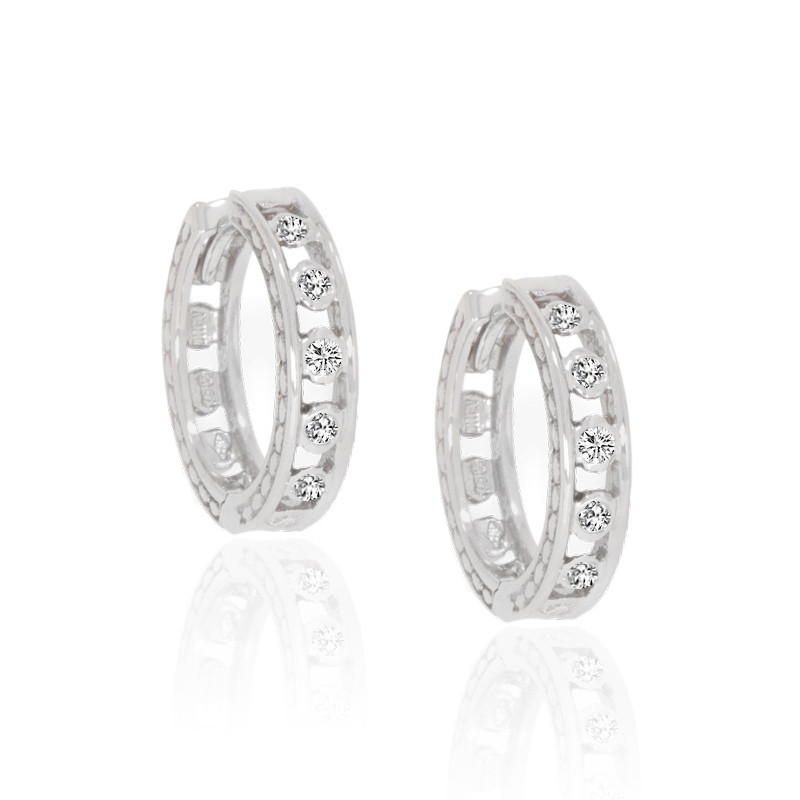 Cercei, Aur Alb, 18 k, 5.23 gr, cu Diamante, Cod Produs: 560385 - Tezaurshop.ro