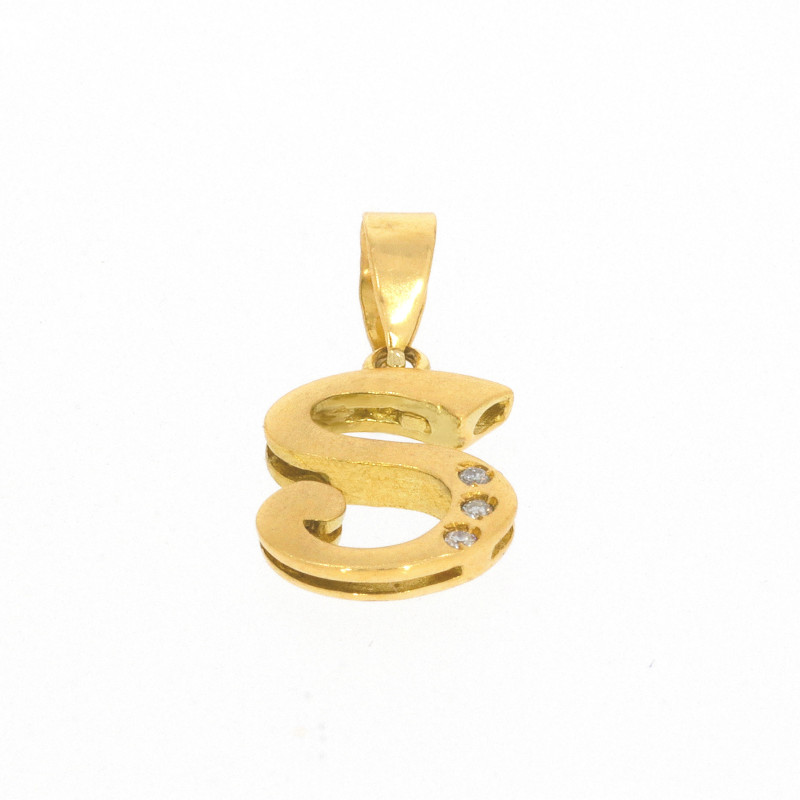Pandant Initiala, Aur Galben, 18 k, 1.36 gr, cu Diamante, Cod Produs: 569919 - 2