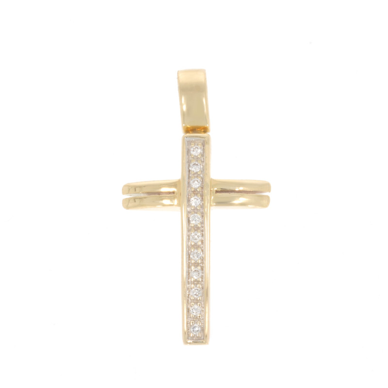 Cruce, Aur Galben, 14 k, 2.5 gr, cu Diamante, Cod Produs: 570543 - Tezaurshop.ro