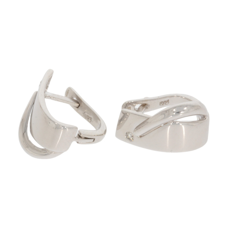 Cercei, Aur Alb, 14 k, 4.09 gr, cu Diamante, Cod Produs: 577996 - 2