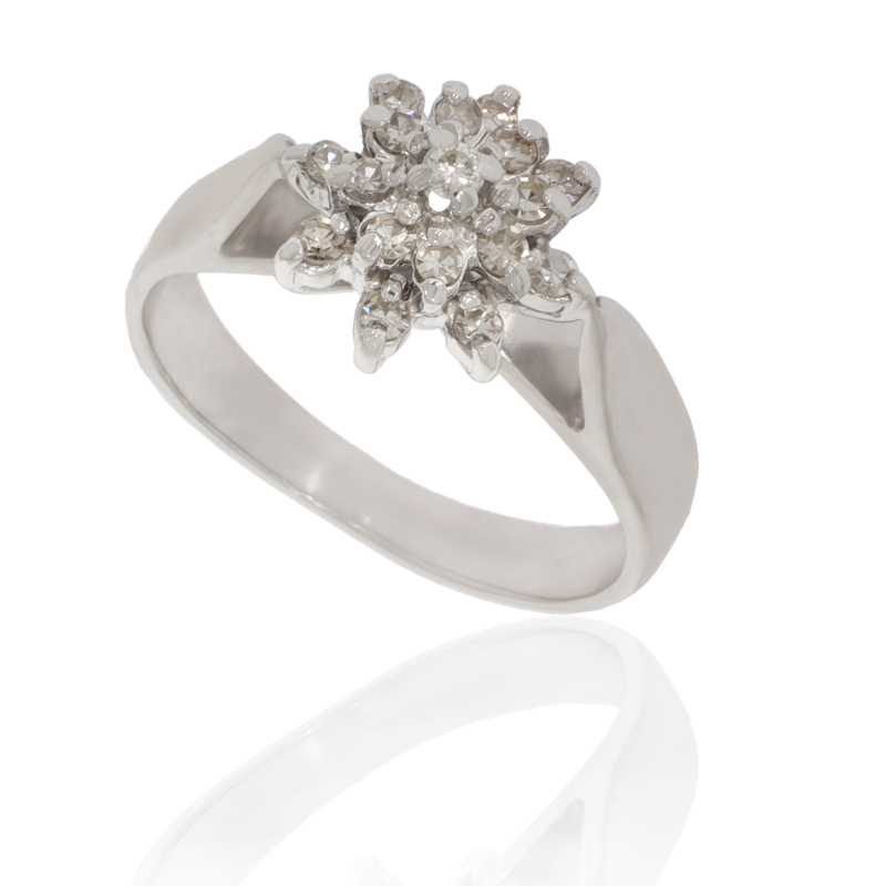 Inel Dama, Aur Alb, 14 k, 3.54 gr, cu Diamante, Cod Produs: 580160 - Tezaurshop.ro