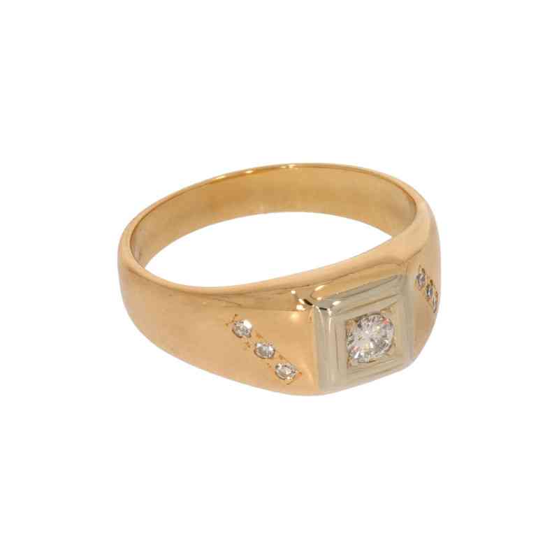 Inel Barbatesc, Aur Galben, 14 k, 5.41 gr, cu Diamante, Cod Produs: 580702