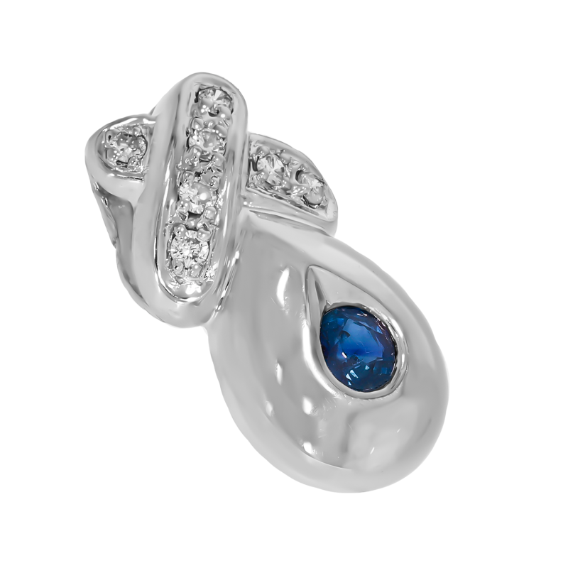 Pandantiv, Aur Alb, 14 k, 2.27 gr, cu Diamante, Cod Produs: 583158