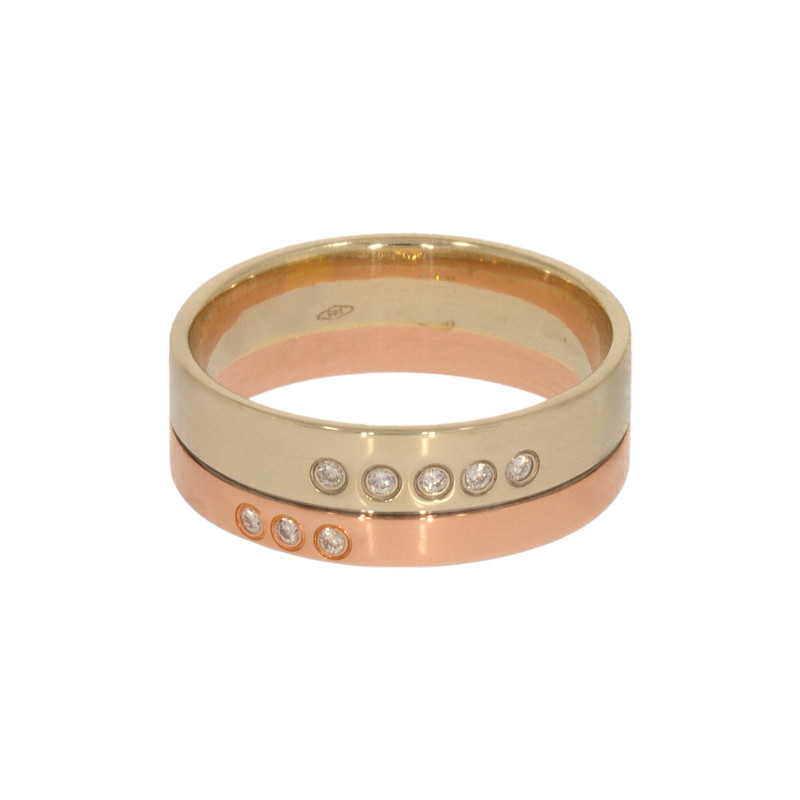 Inel Dama, Aur Mix, 14 k, 5.04 gr, cu Diamante, Cod Produs: 586336 - Tezaurshop.ro