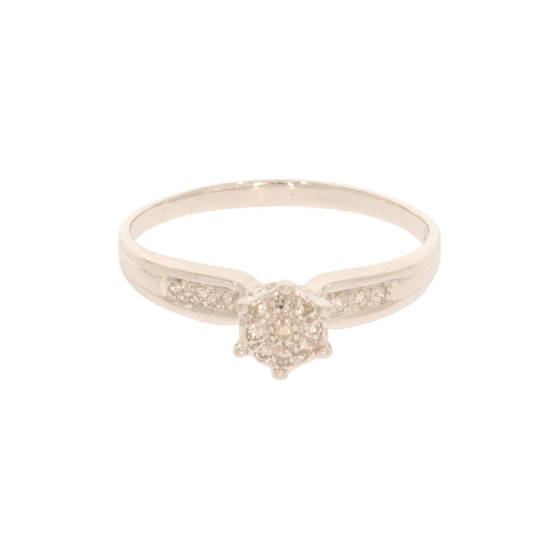 Inel Dama, Aur Alb, 18 k, 2.19 gr, cu Diamante, Cod Produs: 586534 - Tezaurshop.ro