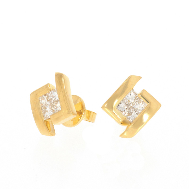 Cercei, Aur Galben, 18 k, 5.45 gr, cu Diamante, Cod Produs: 588689 - Tezaurshop.ro