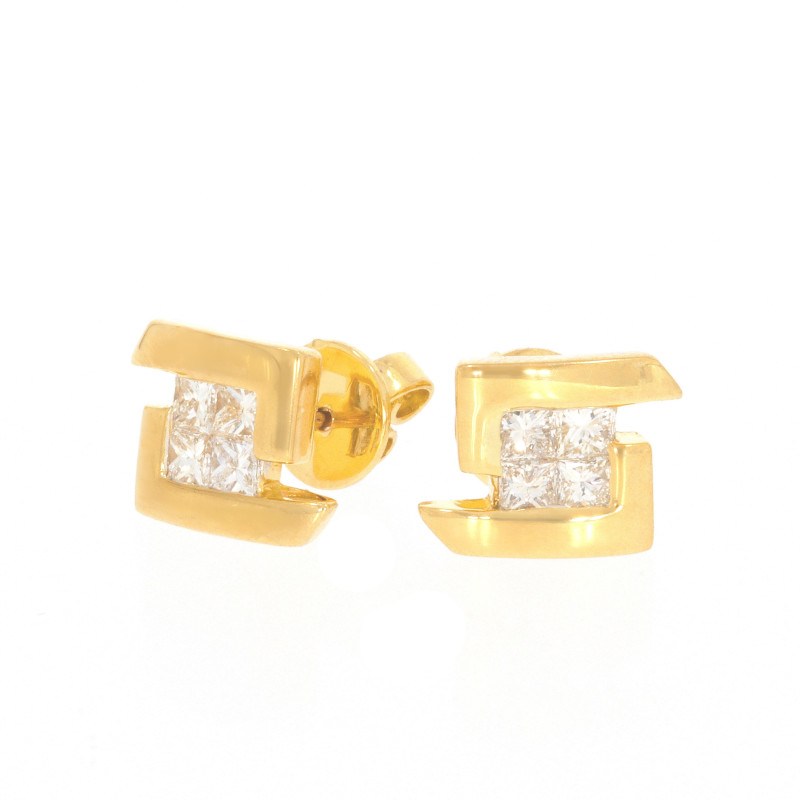 Cercei, Aur Galben, 18 k, 5.45 gr, cu Diamante, Cod Produs: 588689 - 2