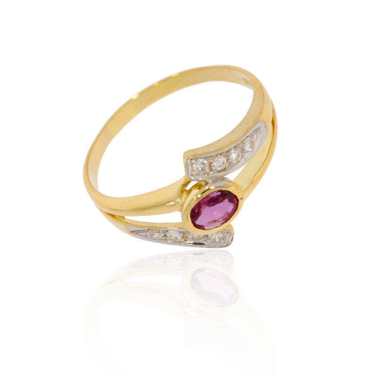 Inel Dama, Aur Mix, 18 k, 3.66 gr, cu Diamante, Cod Produs: 590476 - Tezaurshop.ro