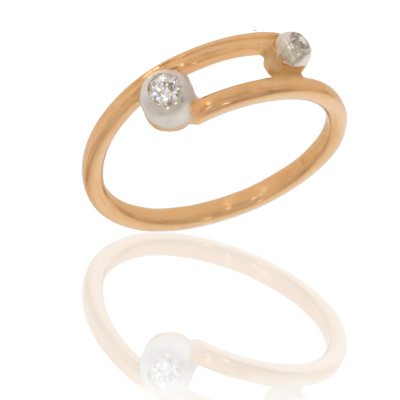 Inel Dama, Aur Mix, 14 k, 2.19 gr, cu Diamante, Cod Produs: 599411 - Tezaurshop.ro