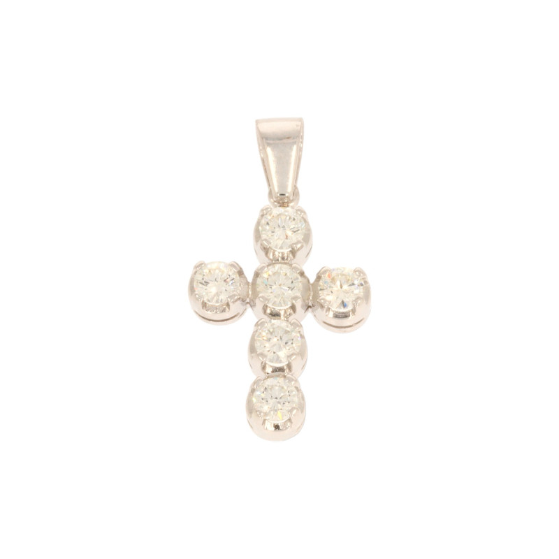 Cruce, Aur Alb, 14 k, 2.73 gr, cu Diamante, Cod Produs: 602877 - Tezaurshop.ro