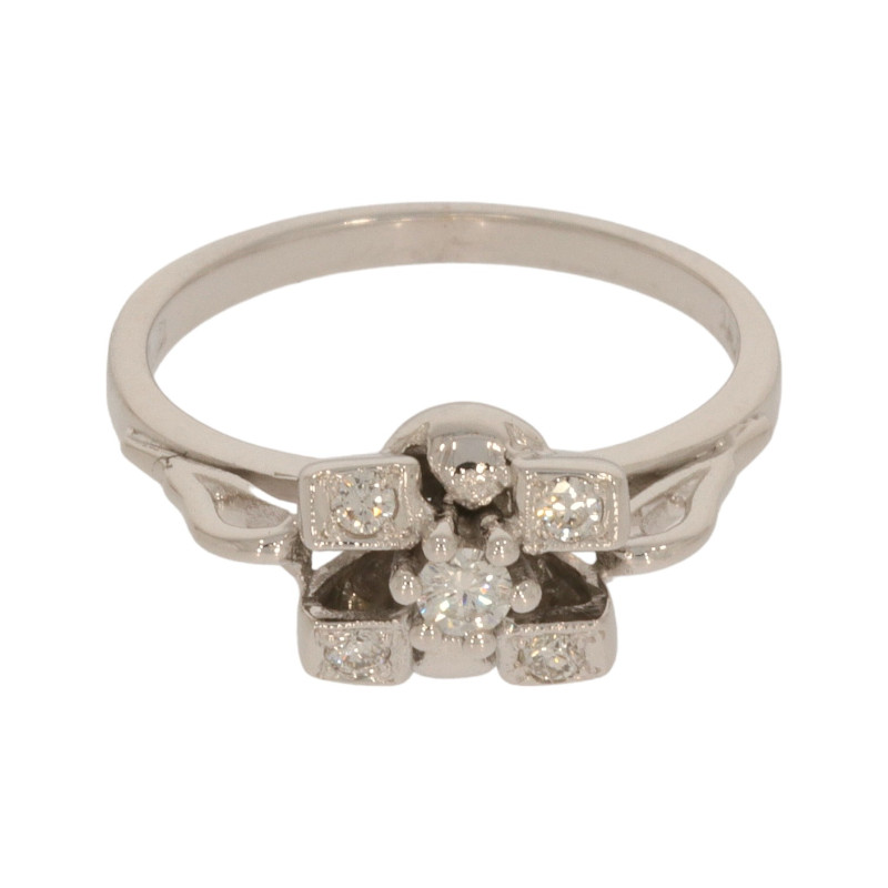 Inel Dama, Aur Alb, 18 k, 4 gr, cu Diamante, Cod Produs: 612630 - Tezaurshop.ro