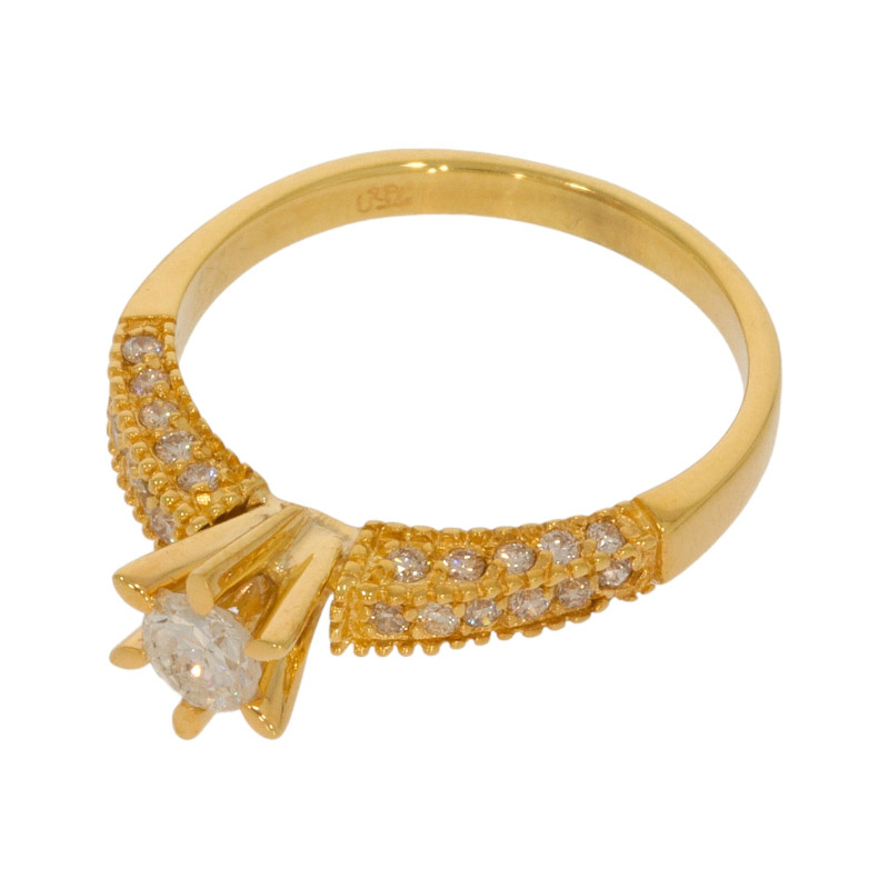 Inel Dama, Aur Galben, 18 k, 3.32 gr, cu Diamante, Cod Produs: 618254 - 2