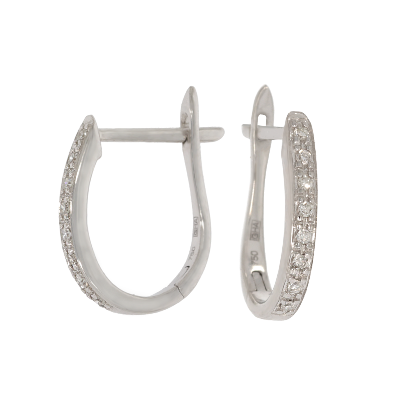 Cercei, Aur Alb, 18 k, 1.49 gr, cu Diamante, Cod Produs: 618685 - Tezaurshop.ro