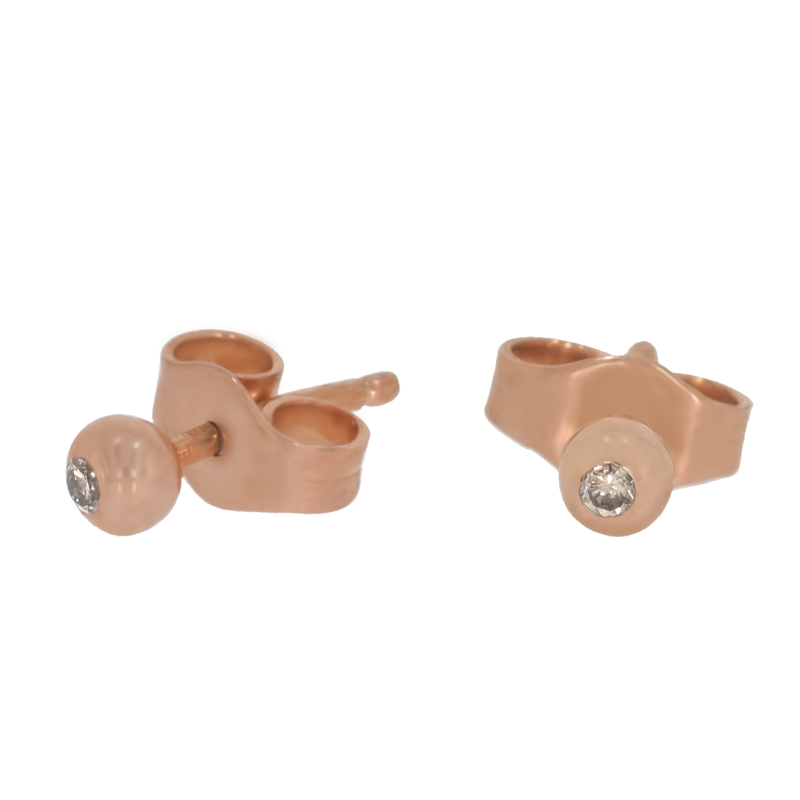 Cercei, Aur Roz, 14 k, 1.01 gr, cu Diamante, Cod Produs: 622262 - Tezaurshop.ro