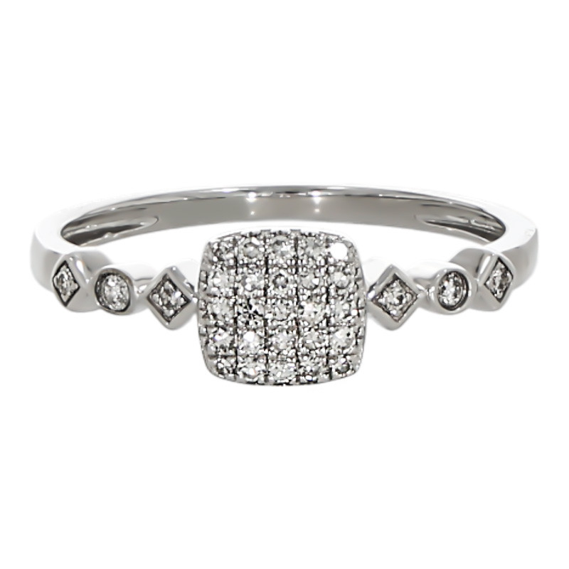 Inel Dama, Aur Alb, 14 k, 1.67 gr, cu Diamante, Cod Produs: 627217