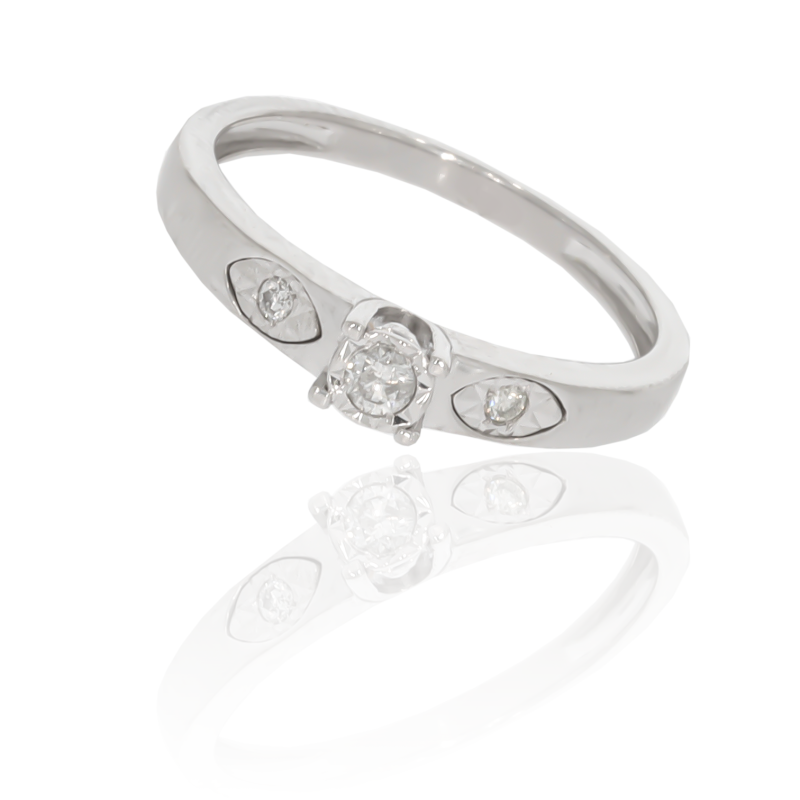 Inel Dama, Aur Alb, 18 k, 1.93 gr, cu Diamante, Cod Produs: 637182 - Tezaurshop.ro