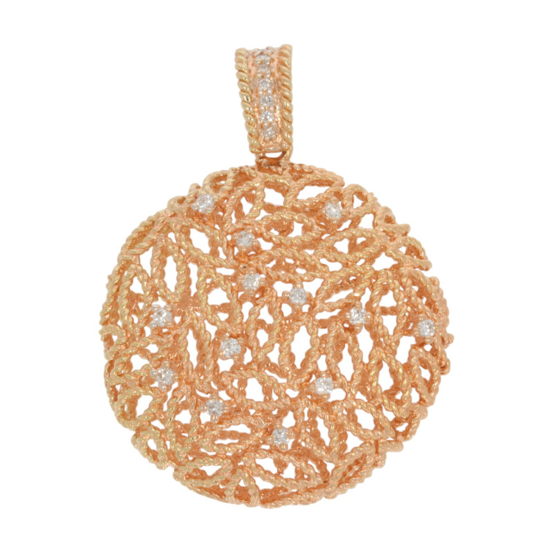 Pandantiv, Aur Roz, 14 k, 7.7 gr, cu Diamante, Cod Produs: 638385 - Tezaurshop.ro