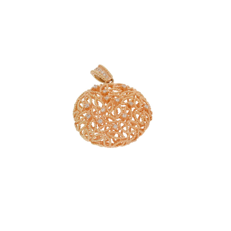Pandantiv, Aur Roz, 14 k, 7.7 gr, cu Diamante, Cod Produs: 638385 - 2