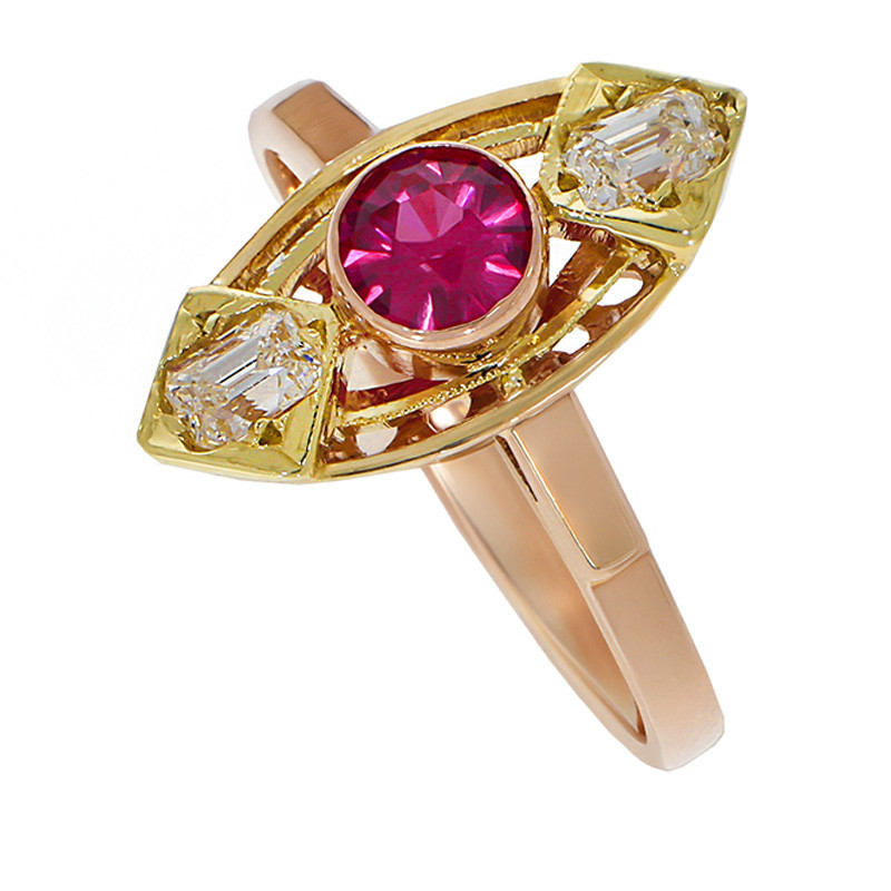 Inel, Aur Galben, 14 k, 3.6 gr, cu Diamante, Cod Produs: 645636