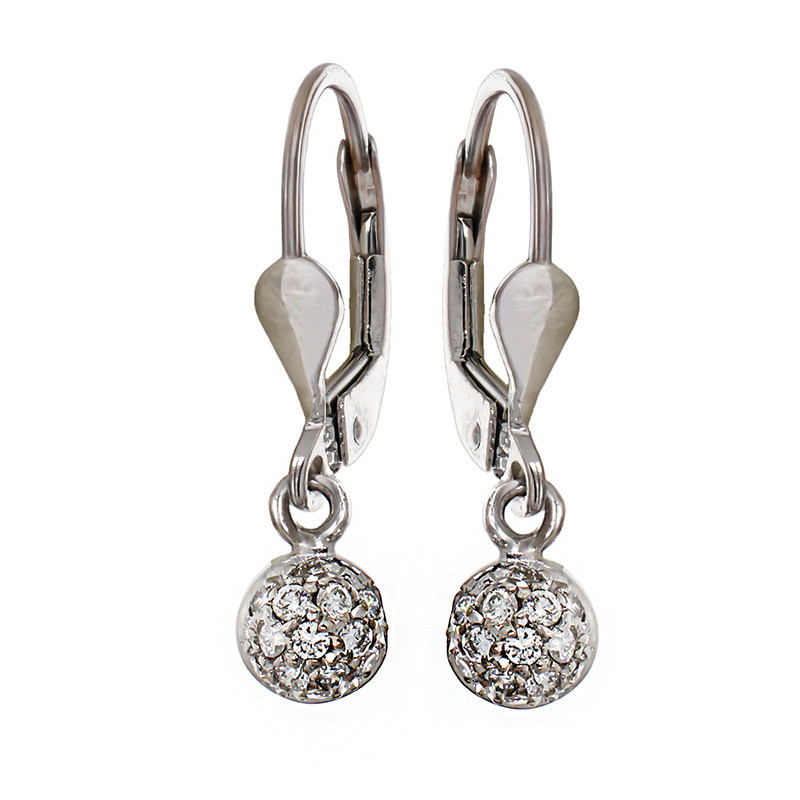 Cercei, Aur Alb, 18 k, 2.05 gr, cu Diamante, Cod Produs: 646128 - Tezaurshop.ro