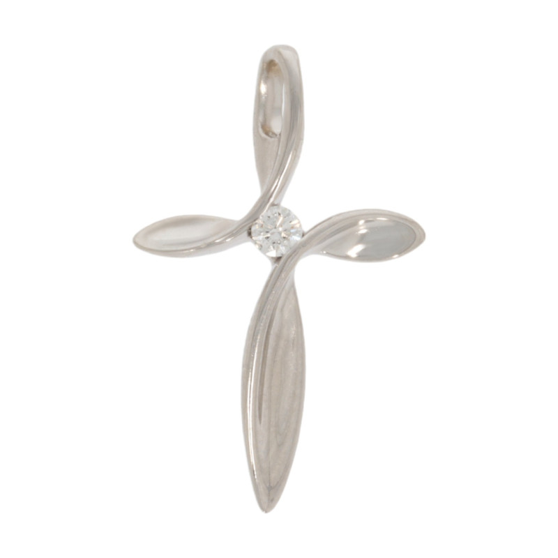 Cruce, Aur Alb, 18 k, 1.59 gr, cu Diamante, Cod Produs: 646840 - Tezaurshop.ro