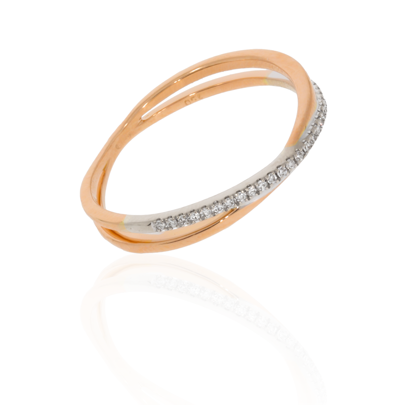 Inel Dama, Aur Mix, 18 k, 2.02 gr, cu Diamante, Cod Produs: 651503 - Tezaurshop.ro