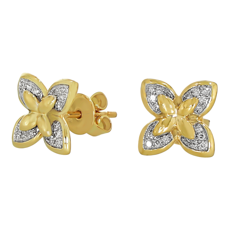 Cercei, Aur Galben, 18 k, 1.83 gr, cu Diamante, Cod Produs: 654542