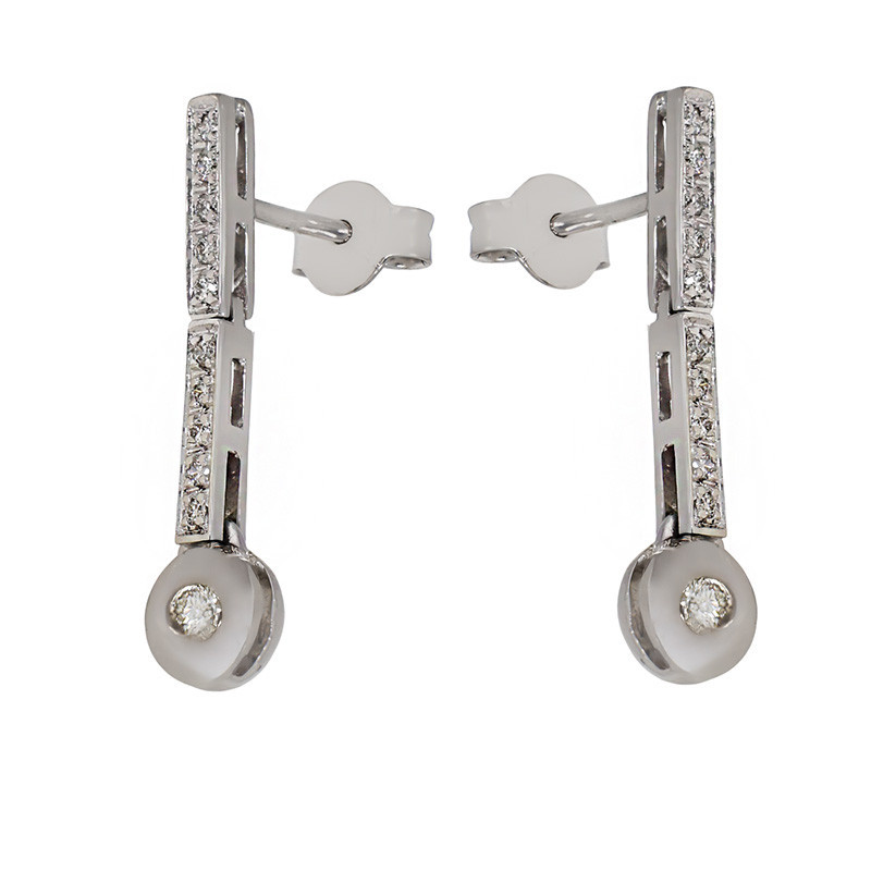 Cercei, Aur Alb, 18 k, 3.74 gr, cu Diamante, Cod Produs: 657183 - Tezaurshop.ro