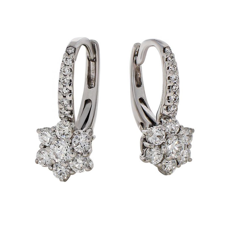 Cercei, Aur Alb, 18 k, 3.51 gr, cu Diamante, Cod Produs: 663445 - Tezaurshop.ro