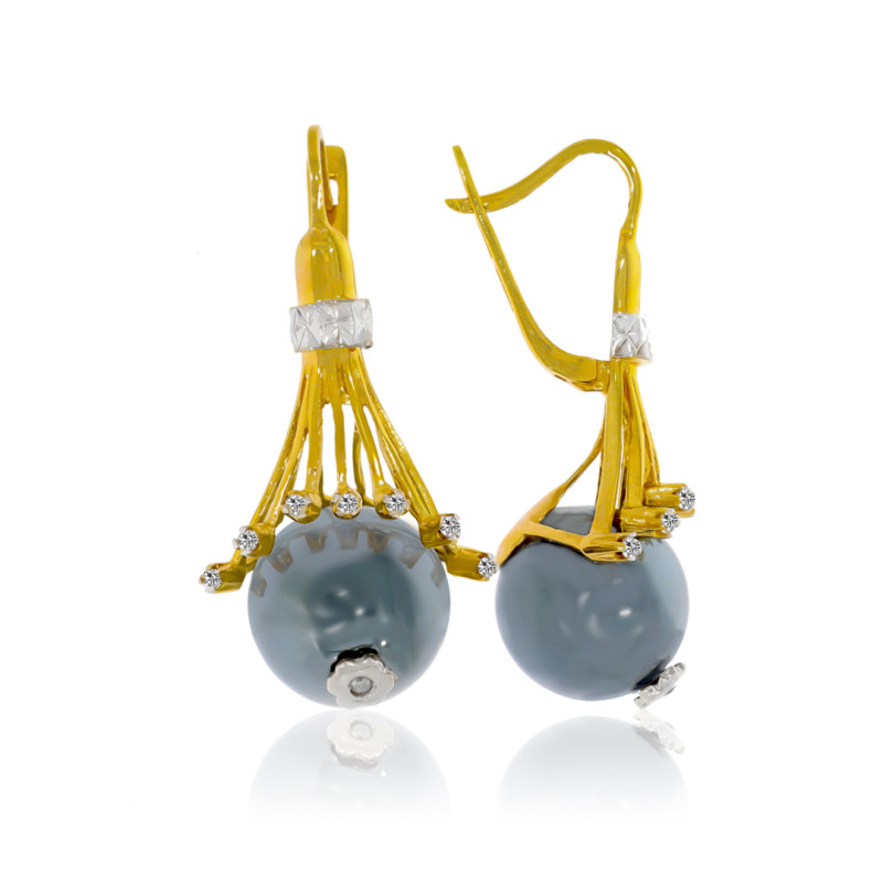 Cercei, Aur Galben, 14 k, 14.52 gr, cu Diamante, Cod Produs: 664928 - Tezaurshop.ro