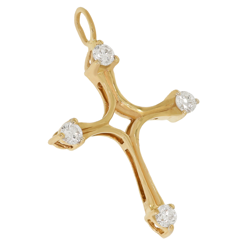 Cruce, Aur Galben, 14 k, 0.88 gr, cu Diamante, Cod Produs: 668521