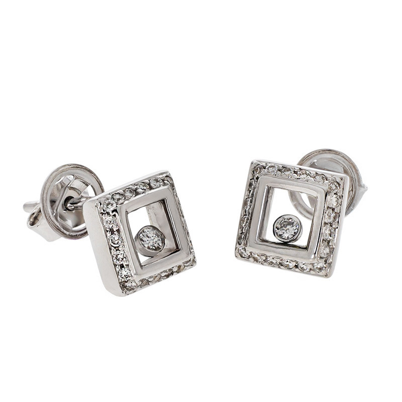Cercei, Aur Alb, 18 k, 4.28 gr, cu Diamante, Cod Produs: 669273 - Tezaurshop.ro