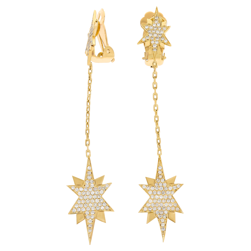 Cercei, Aur Galben, 18 k, 11.65 gr, cu Diamante, Cod Produs: 669288 - Tezaurshop.ro