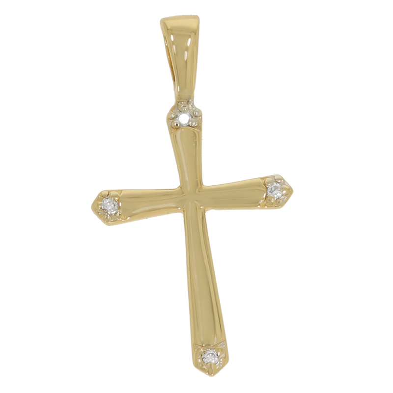 Cruce, Aur Galben, 14 k, 0.8 gr, cu Diamante, Cod Produs: 670311 - Tezaurshop.ro