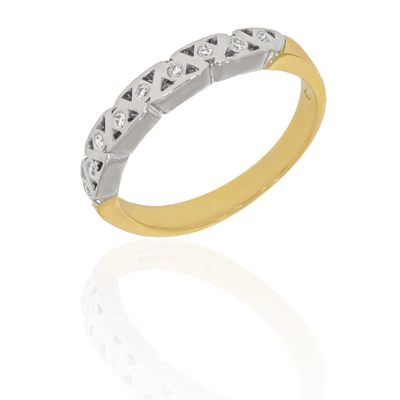 Inel Dama, Aur Mix, 18 k, 3.65 gr, cu Diamante, Cod Produs: 671137 - Tezaurshop.ro