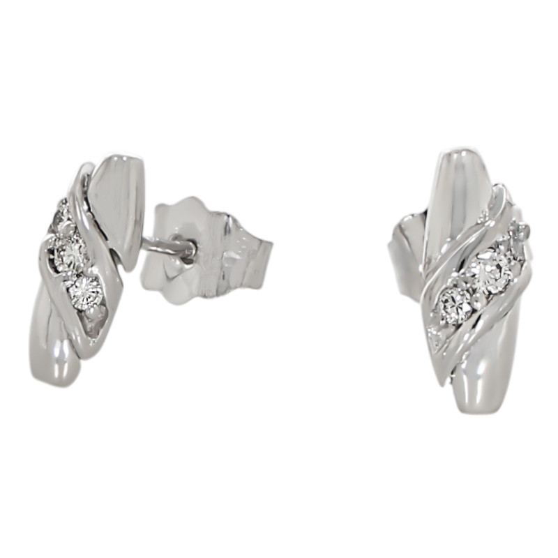 Cercei, Aur Alb, 14 k, 1.75 gr, cu Diamante, Cod Produs: 671441