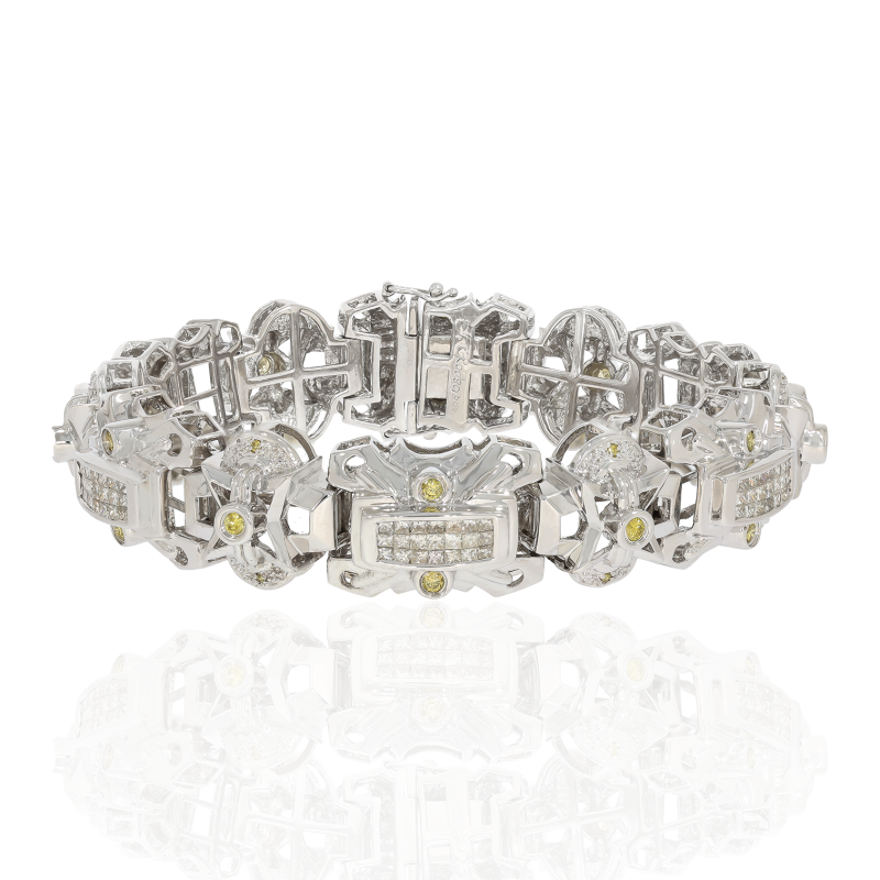 Bratara, Aur Alb, 14 k, 59.68 gr, cu Diamante, Cod Produs: 672131 - Tezaurshop.ro