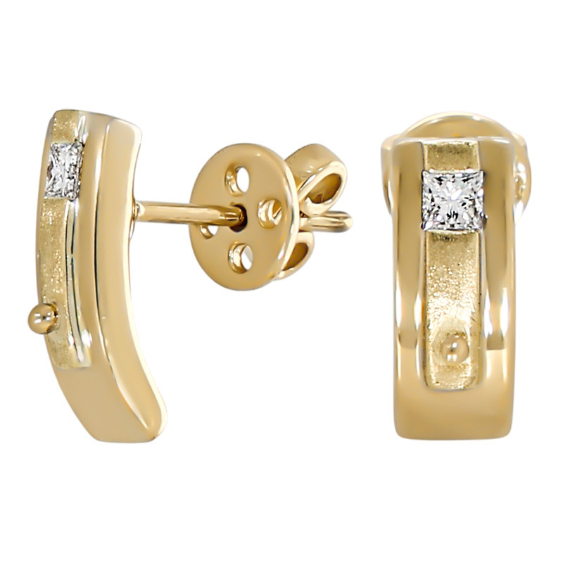 Cercei, Aur Galben, 18 k, 4.05 gr, cu Diamante, Cod Produs: 672957