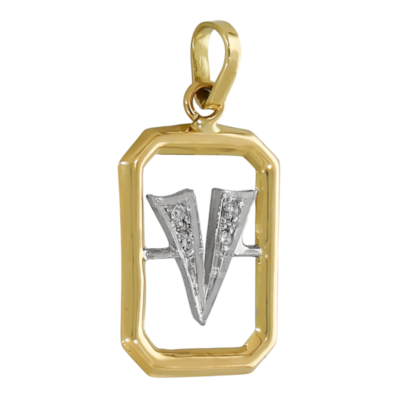 Pandant Initiala, Aur Mix, 18 k, 0.84 gr, cu Diamante, Cod Produs: 673850