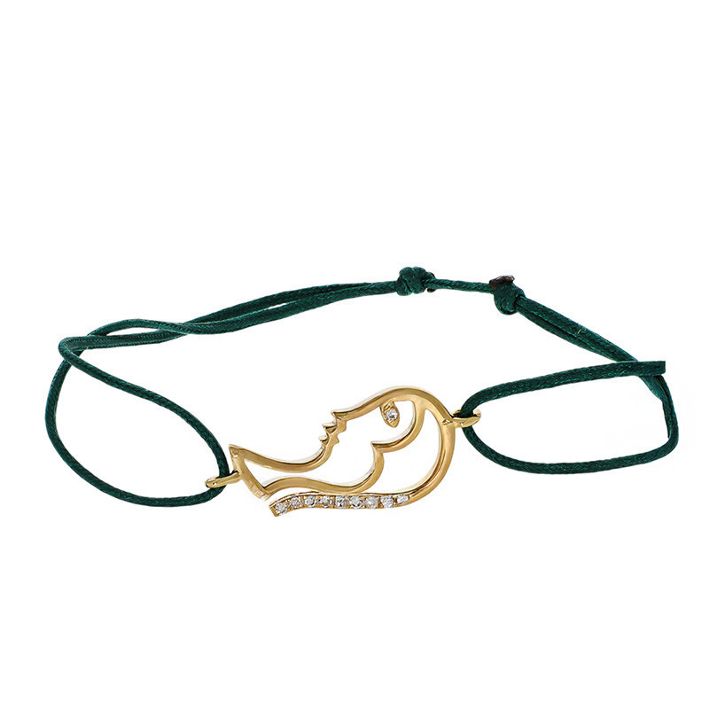 Bratara Cu Snur, Aur Galben, 14 k, 0.76 gr, cu Diamante, Cod Produs: 674660 - Tezaurshop.ro