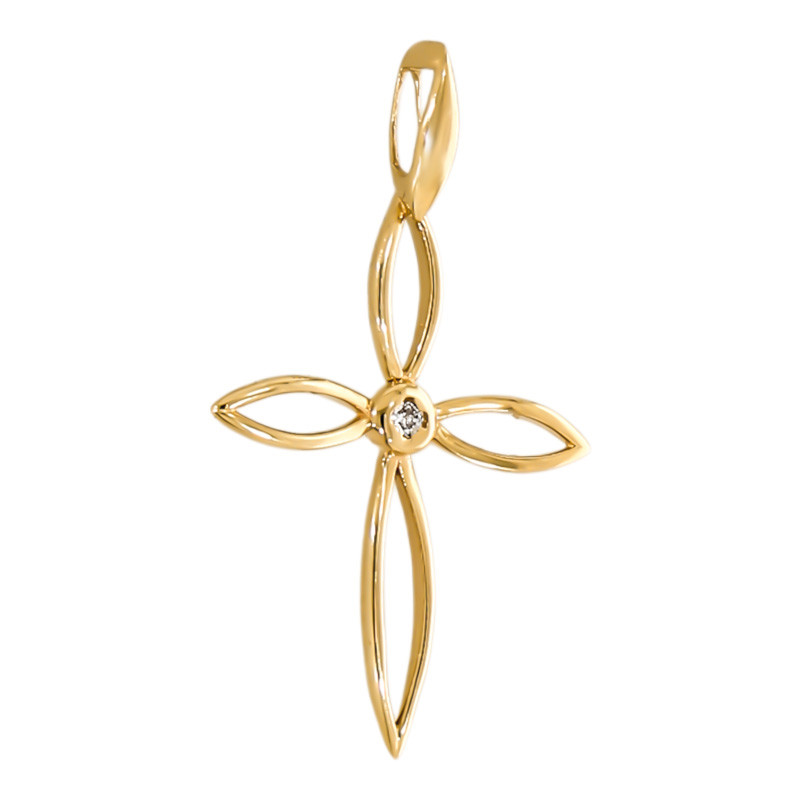 Cruce, Aur Galben, 14 k, 0.73 gr, cu Diamante, Cod Produs: 675463
