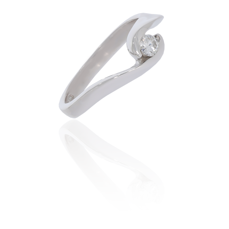 Inel Dama, Aur Alb, 18 k, 3.57 gr, cu Diamante, Cod Produs: 677105 - Tezaurshop.ro