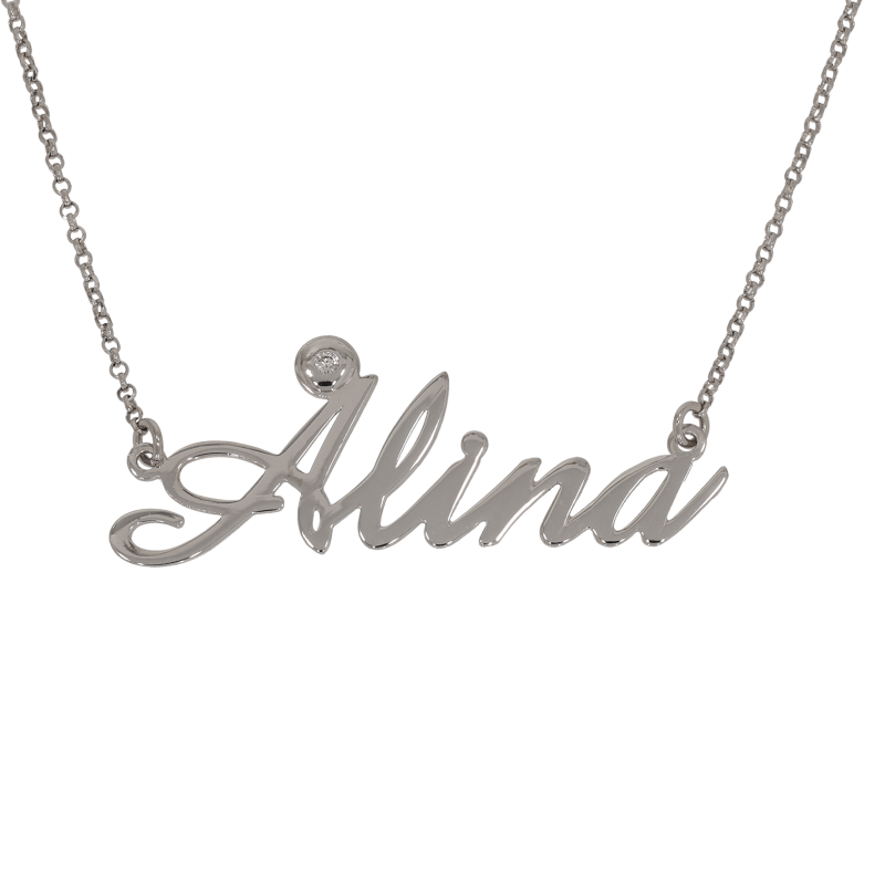 Colier, Aur Alb, 18 k, 2.25 gr, cu Diamante, Cod Produs: 680065